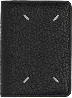 Черный кошелек с четырьмя стежками и карманами Maison Margiela