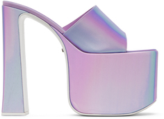 Пурпурные босоножки на каблуке с голографическим рисунком GCDS