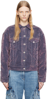MSGM Фиолетовая джинсовая куртка с флокированным принтом