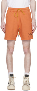 Оранжевые шорты Rhude с вышивкой