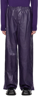 Пурпурные кожаные брюки со вставками Jil Sander