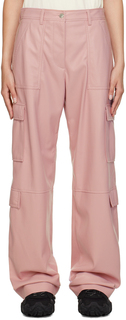 Розовые брюки-карго MSGM из искусственной кожи с карманами