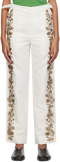 Белоснежные брюки Bode с пшеничным цветком и бисером