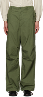 Зеленые брюки со складками Engineered Garments