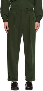 Зеленые брюки со складками BEAMS PLUS