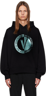 Черный худи с V-образной эмблемой Versace Jeans Couture