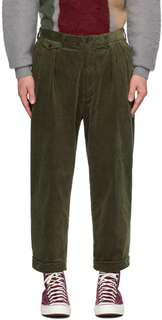 Зеленые брюки со складками Темные BEAMS PLUS