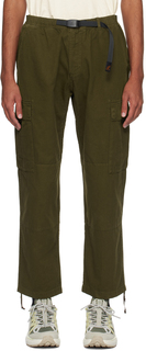 Зеленые брюки-карго с кулиской и глубоким вырезом Gramicci