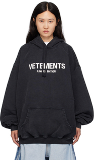 Черная толстовка с капюшоном, ограниченная серия VETEMENTS