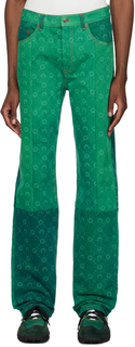 Зеленые джинсы с лунограммой Marine Serre