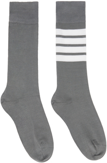 Серые носки с 4 полосками, средние Thom Browne