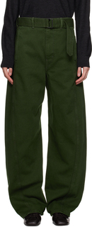 Зеленые джинсы с перекрученным поясом LEMAIRE
