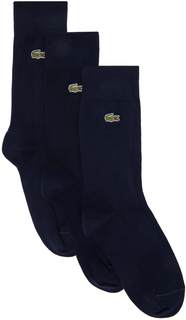 Три пары темно-синих носков Lacoste