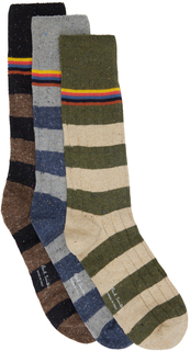 Три пары разноцветных носков в полоску Devon Paul Smith