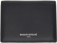 Черный кошелек тройного сложения Maison Kitsune