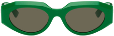 Зеленые овальные солнцезащитные очки Зеленые Bottega Veneta