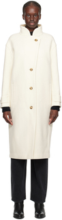 Белое пальто на пуговицах Yves Salomon
