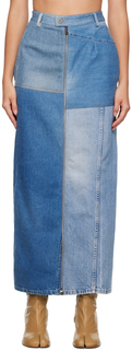 Синяя джинсовая макси-юбка Niccolo Pasqualetti с паттой