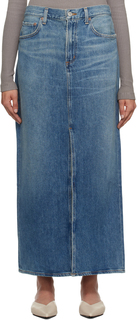 Синяя джинсовая макси-юбка AGOLDE Leif