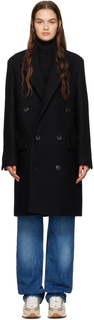 AMI Alexandre Mattiussi Черное двубортное пальто