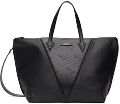 Черная большая сумка Greca с V-образным вырезом Versace