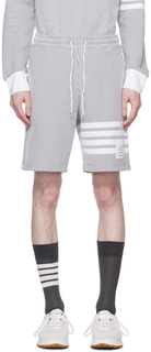 Thom Browne Серо-белые шорты с 4 полосками