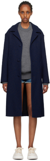 AMI Alexandre Mattiussi Темно-синее однобортное пальто