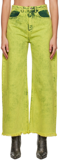 Зеленые широкие джинсы-бойфренды Marques Almeida