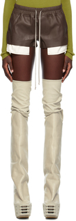 Rick Owens Коричневые кожаные шорты с туманом
