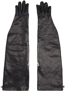 Rick Owens Черные длинные перчатки с карманами на молнии