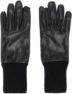 Черные короткие перчатки Rick Owens с ребристыми манжетами