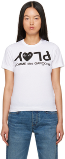 COMME des GARCONS PLAY Белая футболка с принтом Comme des Garçons