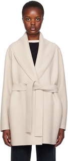 Белое пальто с поясом Harris Wharf London