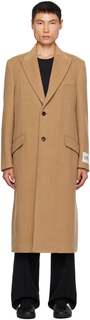 Светло-коричневое однобортное пальто Dolce &amp; Gabbana