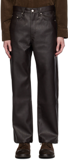 Коричневые прямые брюки Dunst из искусственной кожи