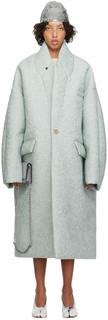 Синее объемное пальто с цветочным принтом Maison Margiela