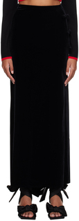 Черная длинная юбка с бантом GANNI