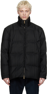 Черное пуховое пальто в полоску Paul Smith