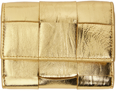 Золотой кошелек Cassette с тройной молнией Bottega Veneta
