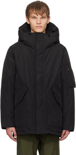Черное пуховое пальто с капюшоном Nanamica