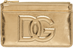 Золотистая визитница среднего размера с логотипом DG Dolce &amp; Gabbana