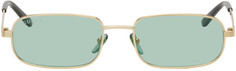 Золотые прямоугольные солнцезащитные очки Gucci