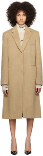 Светло-коричневое пальто с зубчатыми лацканами Helmut Lang