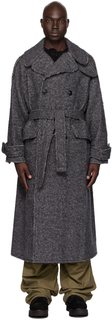 Серое пальто в стиле милитари Jumbo R13