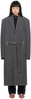 Серое пальто с Y-образным поясом Y/Project