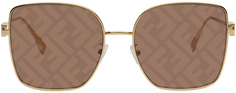 Золотые солнцезащитные очки-багет Fendi
