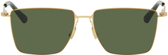 Золотые ультратонкие прямоугольные солнцезащитные очки Bottega Veneta