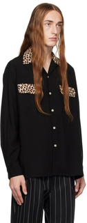 Черная рубашка с леопардовым принтом WACKO MARIA