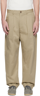 Серо-коричневые брюки Universal Works с двойными складками