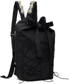 Черный спортивный рюкзак в стиле милитари на шнуровке Simone Rocha